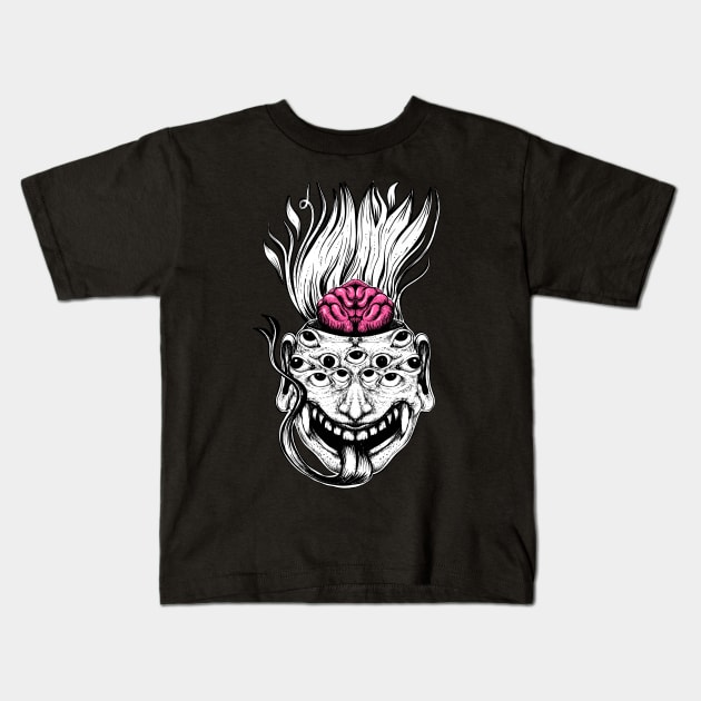 Mutant Brain Kids T-Shirt by fakeface